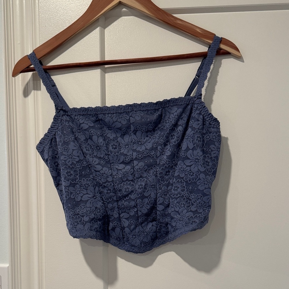 PINK Victoria's Secret Blue Floral Lace Camisole